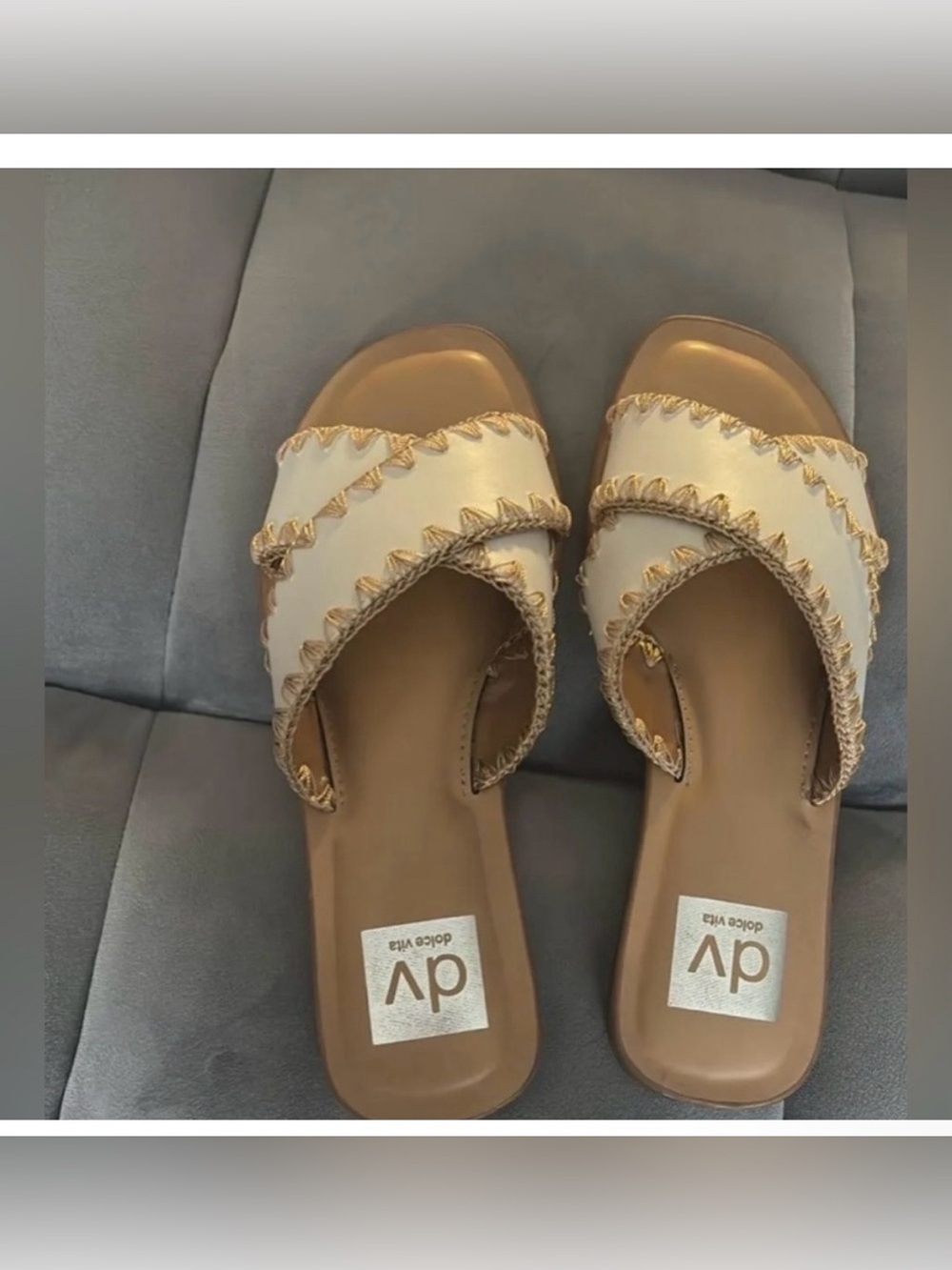 DV by Dolce Vita Cream & Tan Braided Slide Mules
